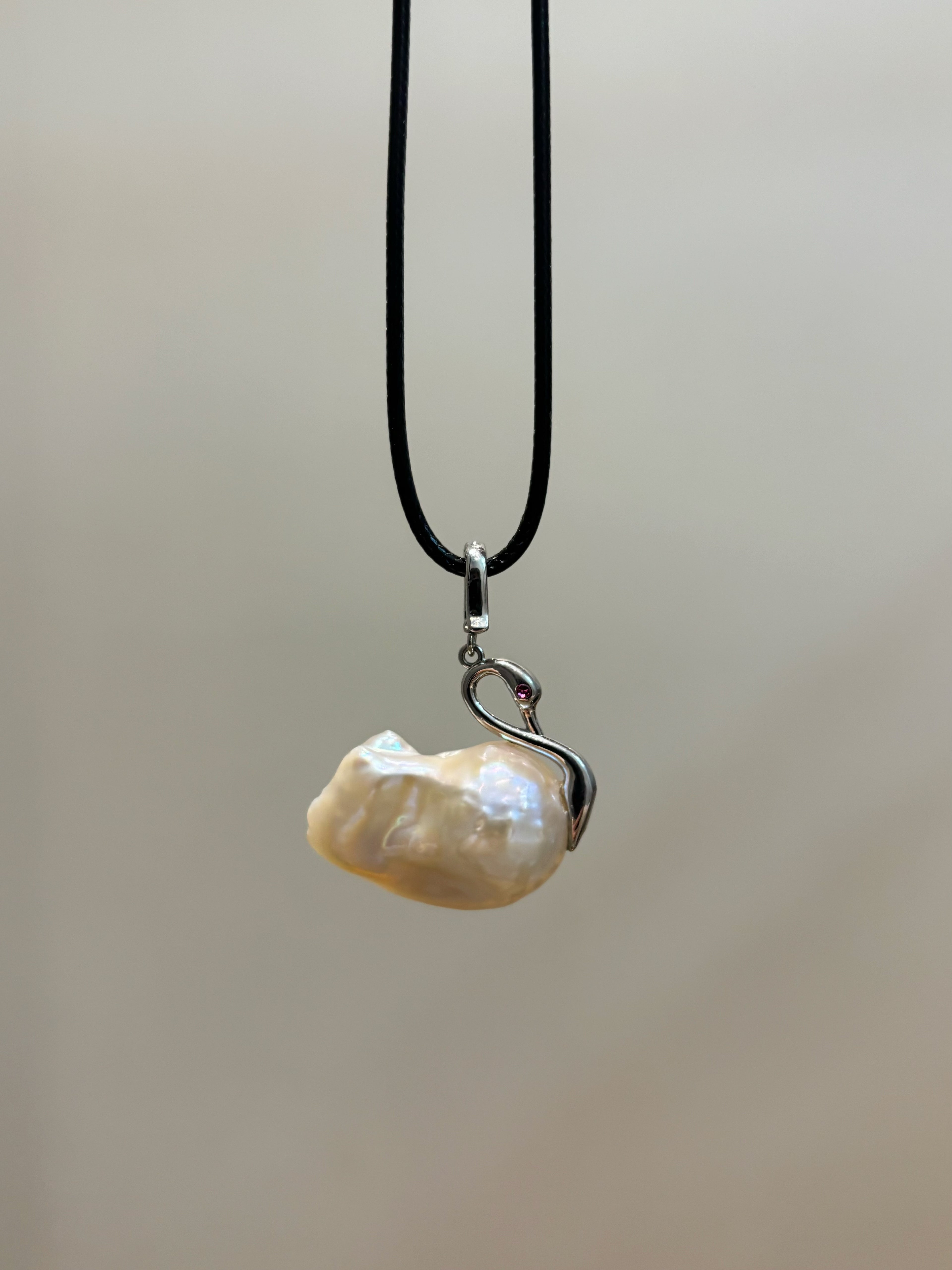 “Swan Lake” Natural Freshwater Baroque Pearl Swan-Shaped Pendant by NEPTUNE PEARL