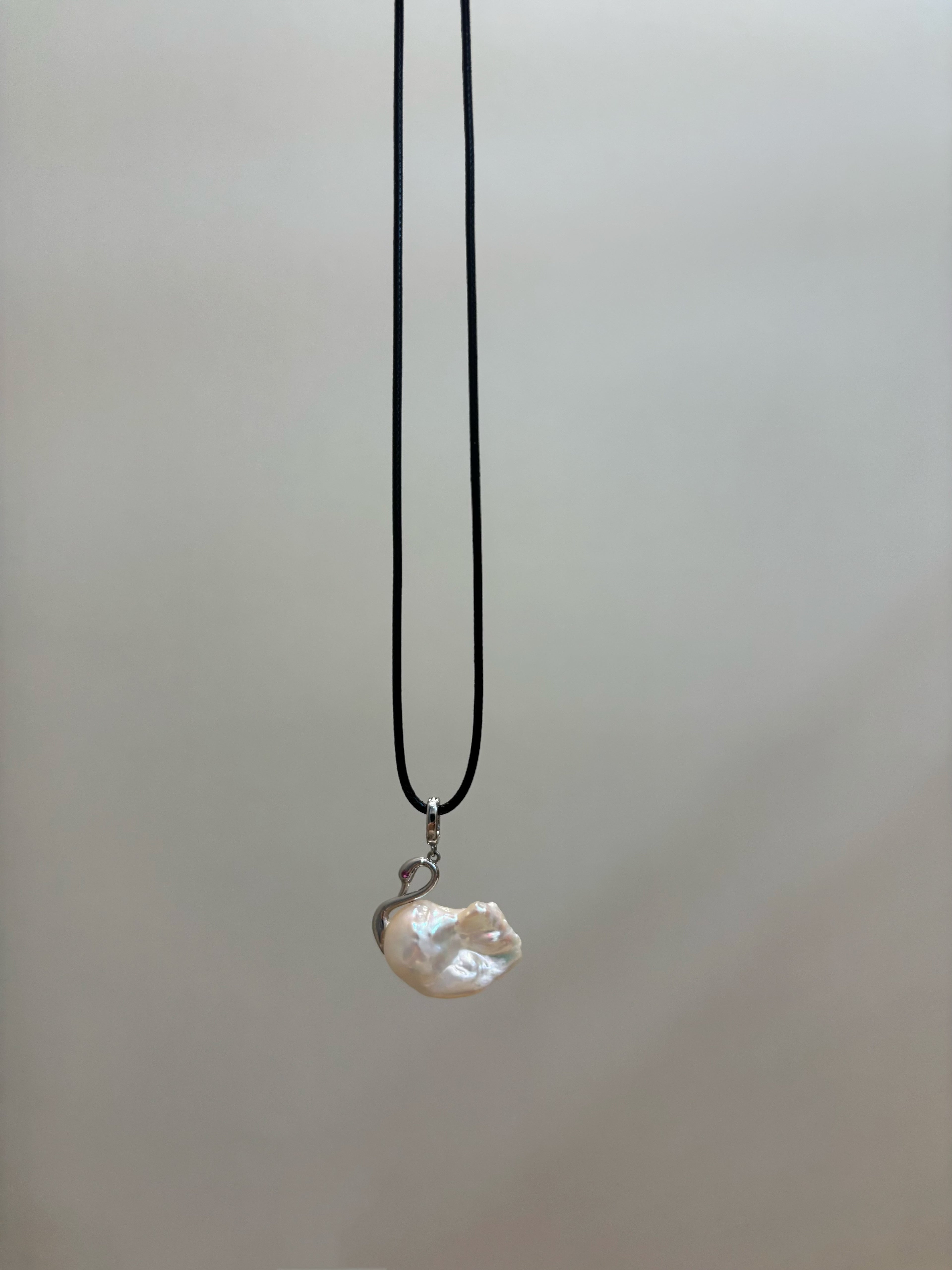 “Swan Lake” Natural Freshwater Baroque Pearl Swan-Shaped Pendant by NEPTUNE PEARL