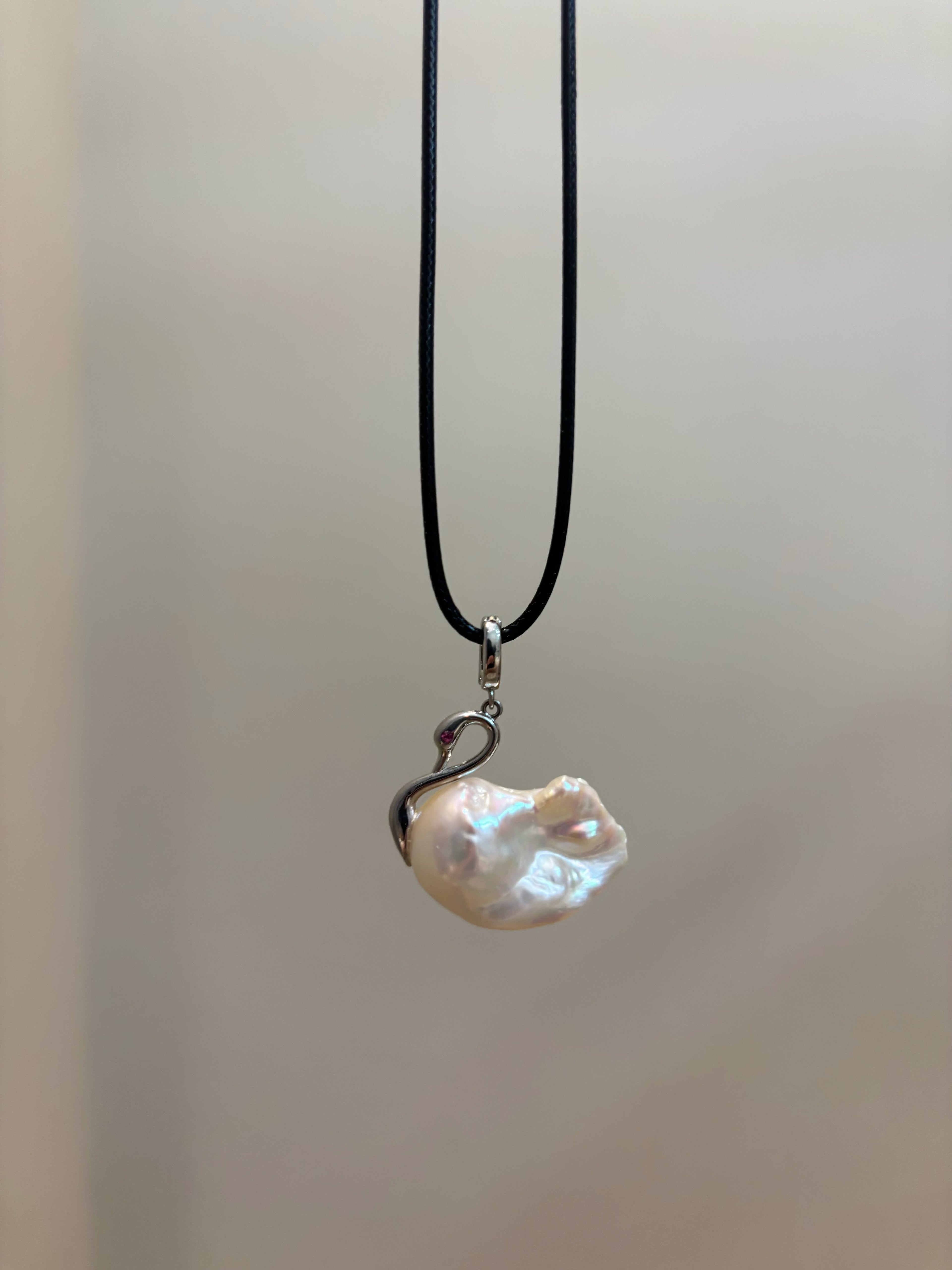 “Swan Lake” Natural Freshwater Baroque Pearl Swan-Shaped Pendant by NEPTUNE PEARL