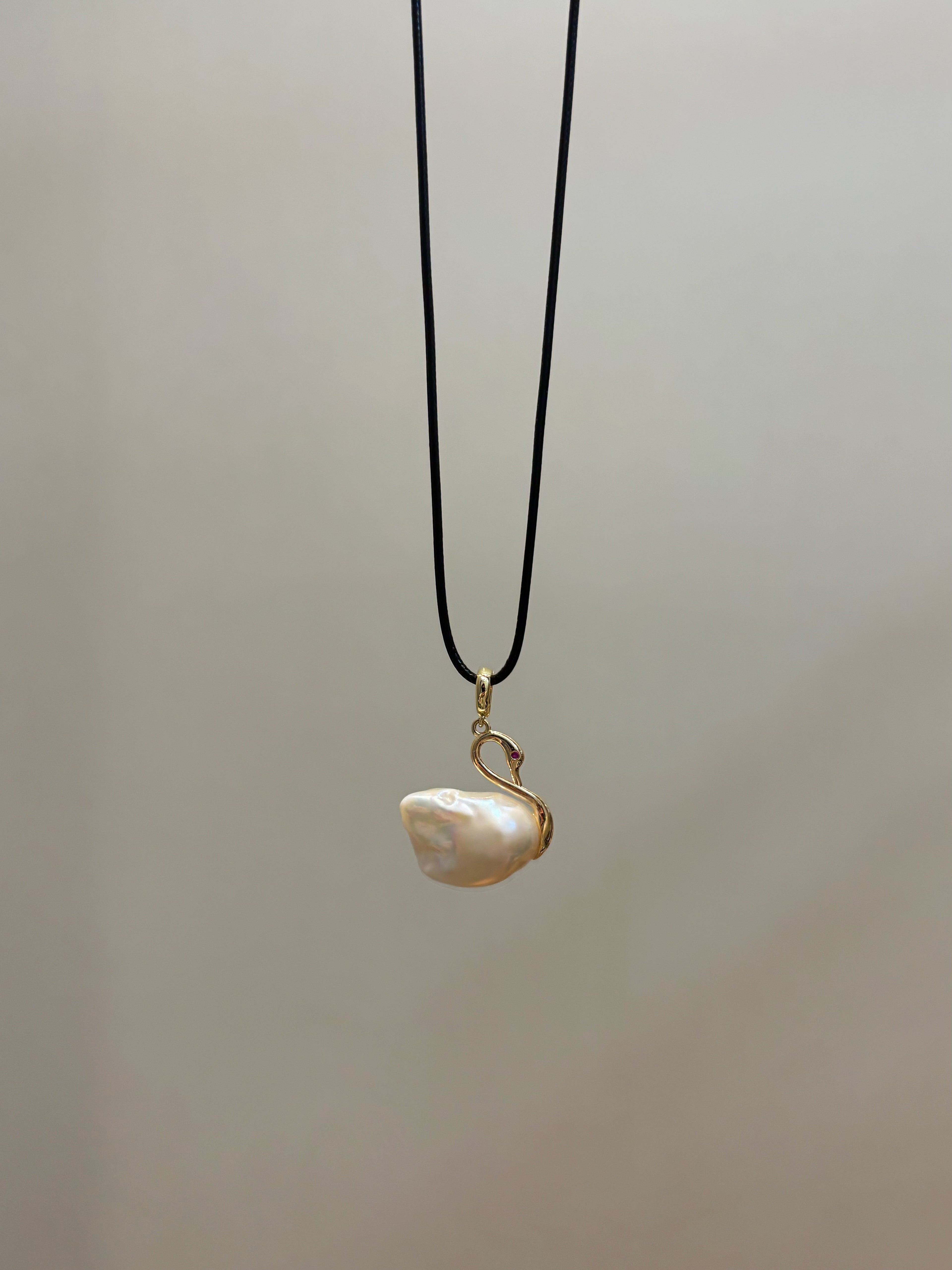 “Swan Lake” Natural Freshwater Baroque Pearl Swan-Shaped Pendant by NEPTUNE PEARL