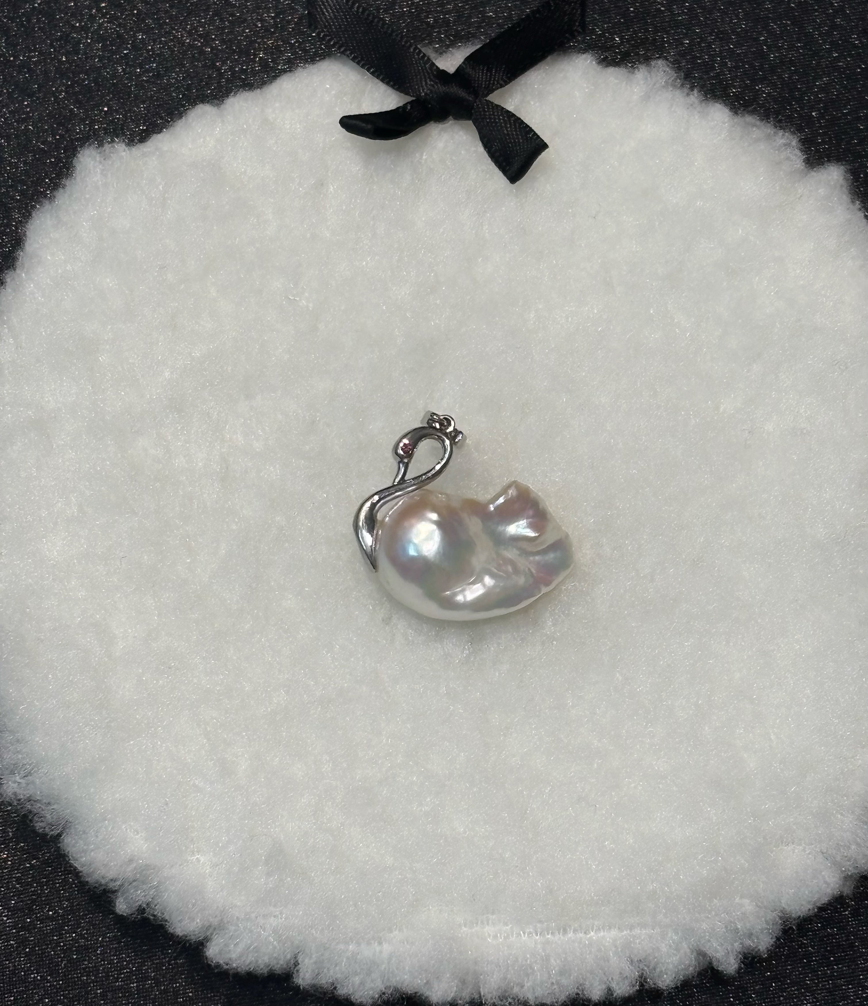 “Swan Lake” Natural Freshwater Baroque Pearl Swan-Shaped Pendant by NEPTUNE PEARL