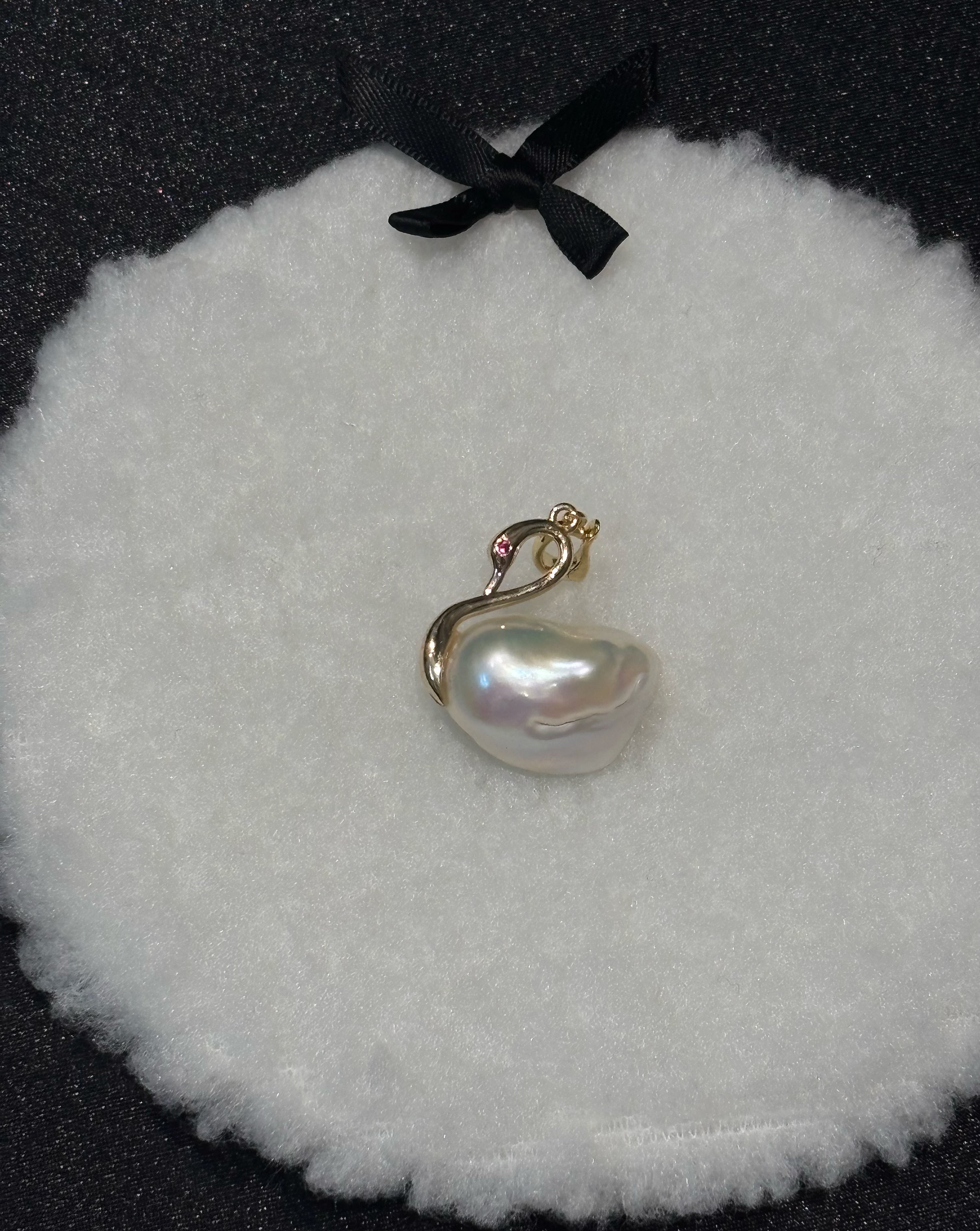 “Swan Lake” Natural Freshwater Baroque Pearl Swan-Shaped Pendant by NEPTUNE PEARL