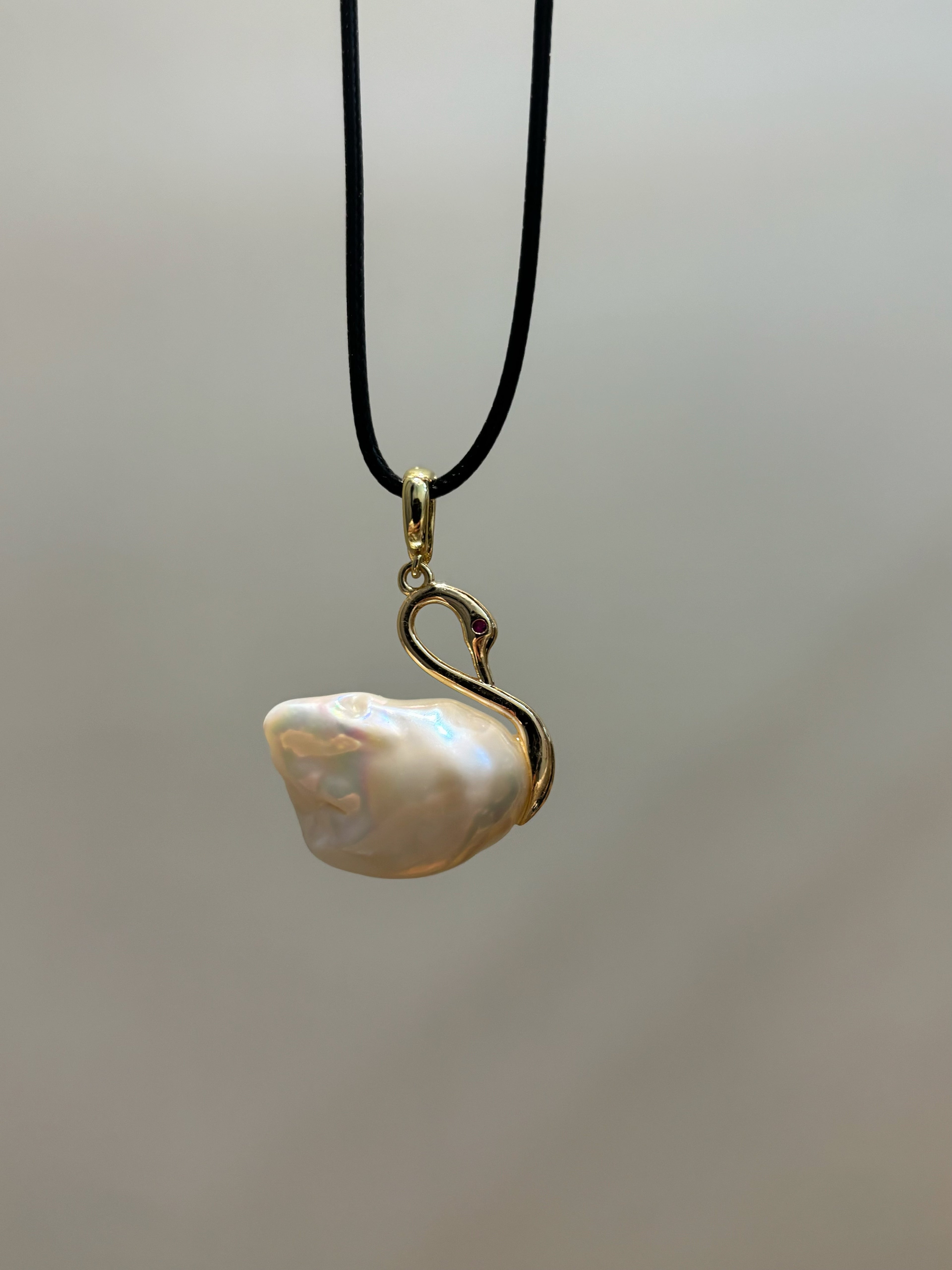 “Swan Lake” Natural Freshwater Baroque Pearl Swan-Shaped Pendant by NEPTUNE PEARL