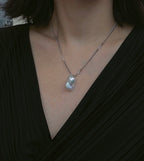 Blue-blooded fish tail Baroque Cuban link pendant by NEPTUNE PEARL