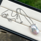 Blue-blooded fish tail Baroque Cuban link pendant by NEPTUNE PEARL