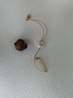 Sun-Button Round Baroque Pearl Gold Bracelet by NEPTUNE PEARL