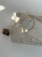 Sun-Button Round Baroque Pearl Gold Bracelet by NEPTUNE PEARL