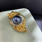 Soft-Boiled Egg Blue Blood Sea Horse Clam Pearl British Garden Sterling Silver Pendant/Brooch 26mm x 40mm by NEPTUNE PEARL