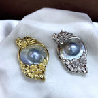Soft-Boiled Egg Blue Blood Sea Horse Clam Pearl British Garden Sterling Silver Pendant/Brooch 26mm x 40mm by NEPTUNE PEARL