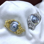 Soft-Boiled Egg Blue Blood Sea Horse Clam Pearl British Garden Sterling Silver Pendant/Brooch 26mm x 40mm by NEPTUNE PEARL
