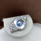 Soft-Boiled Egg Blue Blood Sea Horse Clam Pearl British Garden Sterling Silver Pendant/Brooch 26mm x 40mm by NEPTUNE PEARL
