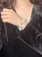 “Glacial Dream” Handcrafted Natural Baroque Pearls & White Crystal Bracelet by NEPTUNE PEARL