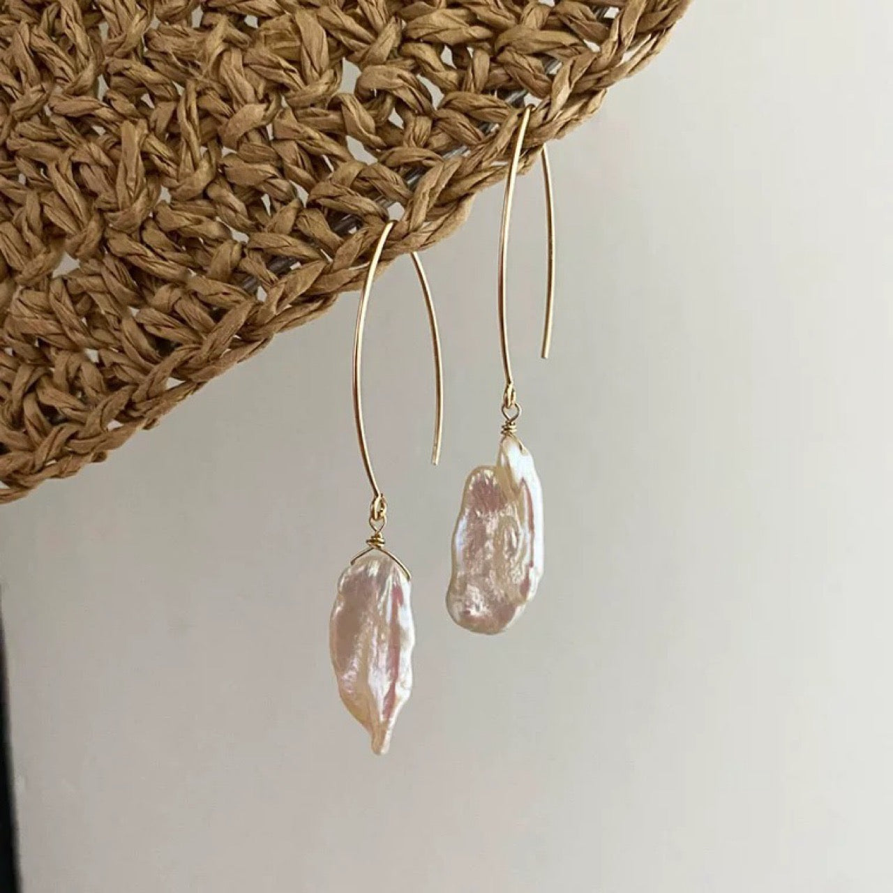 French Petal Baroque Sterling Silver Ear Hooks by NEPTUNE PEARL
