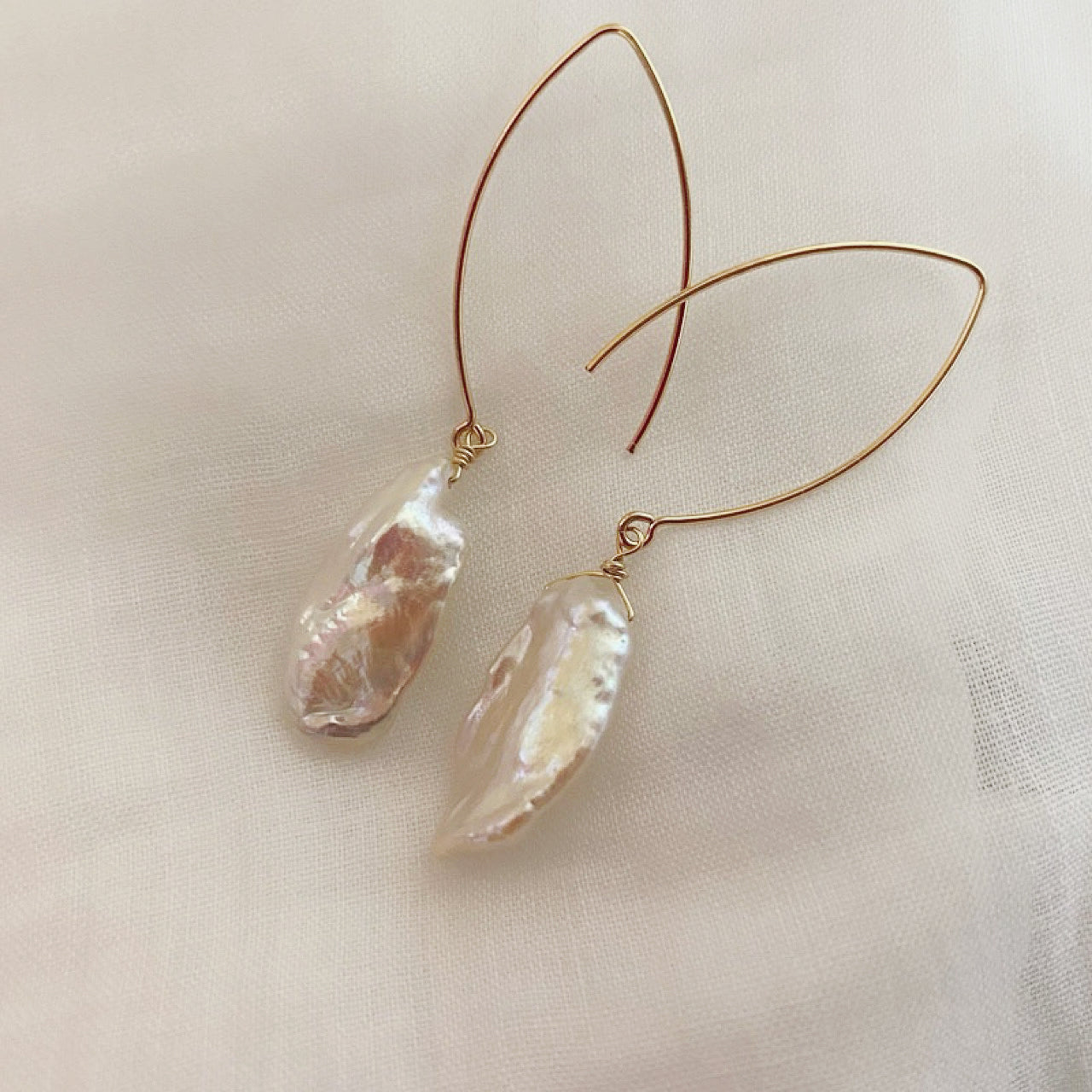 French Petal Baroque Sterling Silver Ear Hooks by NEPTUNE PEARL