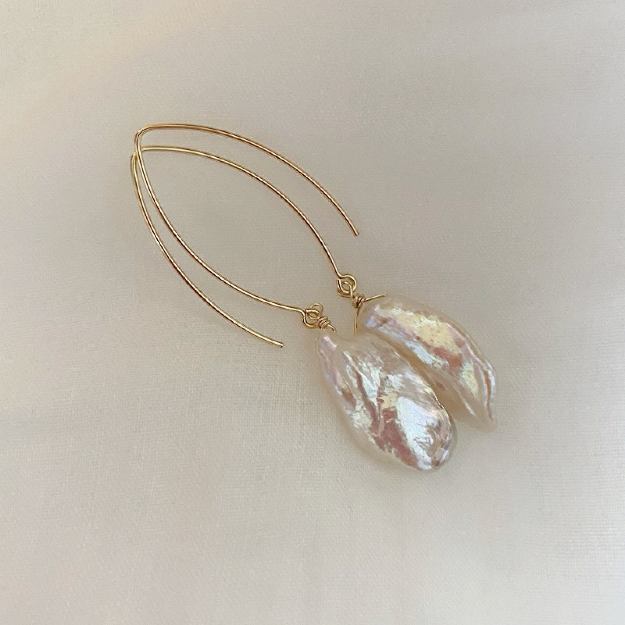 French Petal Baroque Sterling Silver Ear Hooks by NEPTUNE PEARL