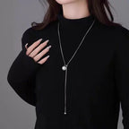 Forest Overture Natural Freshwater Drops Pearl Titanium Steel Casual Slim Neck Sweater Chain by NEPTUNE PEARL