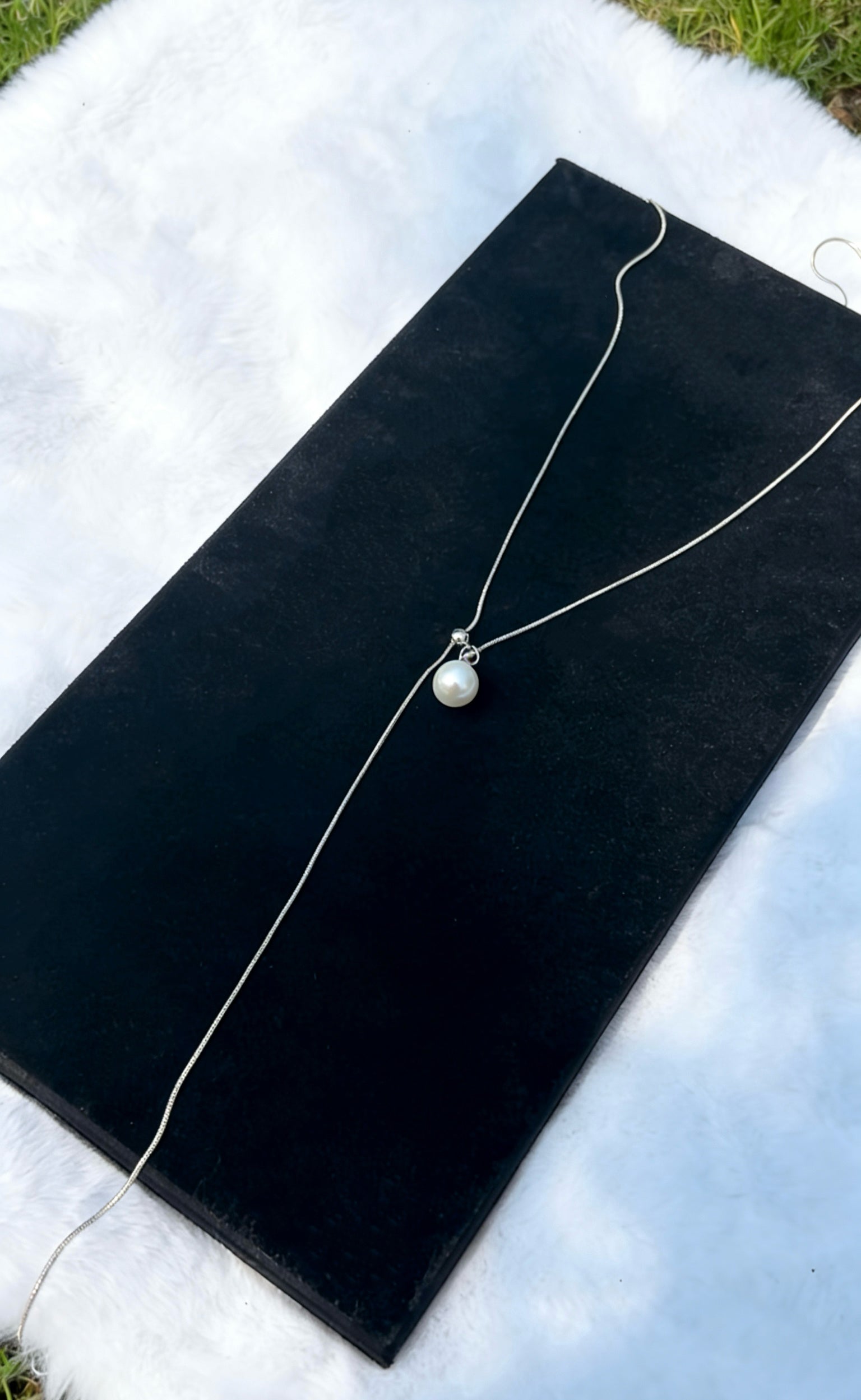 Forest Overture Natural Freshwater Drops Pearl Titanium Steel Casual Slim Neck Sweater Chain by NEPTUNE PEARL