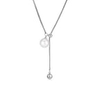 Forest Overture Natural Freshwater Drops Pearl Titanium Steel Casual Slim Neck Sweater Chain by NEPTUNE PEARL