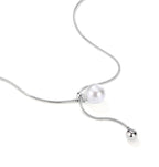Forest Overture Natural Freshwater Drops Pearl Titanium Steel Casual Slim Neck Sweater Chain by NEPTUNE PEARL