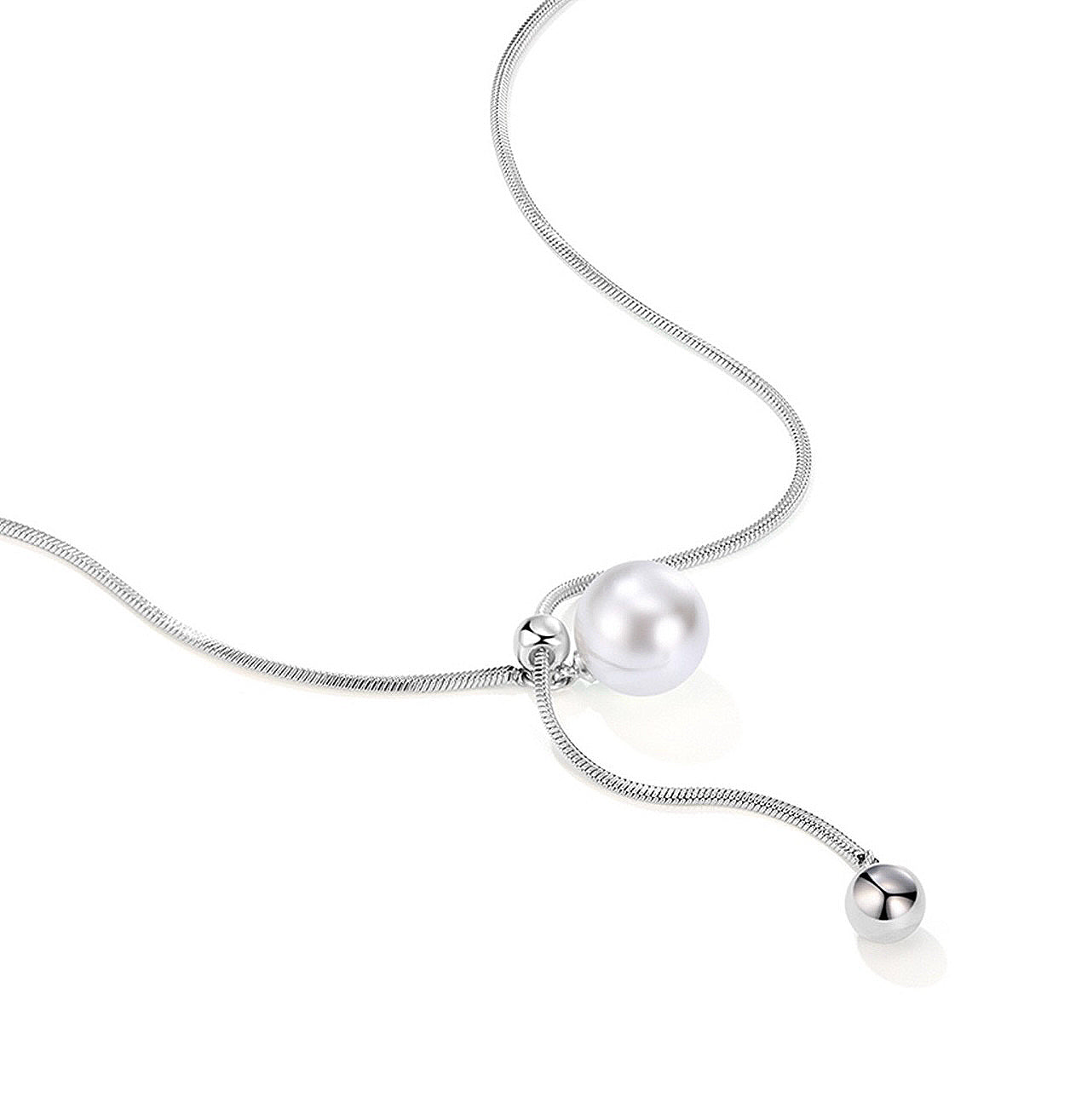 Forest Overture Natural Freshwater Drops Pearl Titanium Steel Casual Slim Neck Sweater Chain by NEPTUNE PEARL
