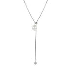 Forest Overture Natural Freshwater Drops Pearl Titanium Steel Casual Slim Neck Sweater Chain by NEPTUNE PEARL