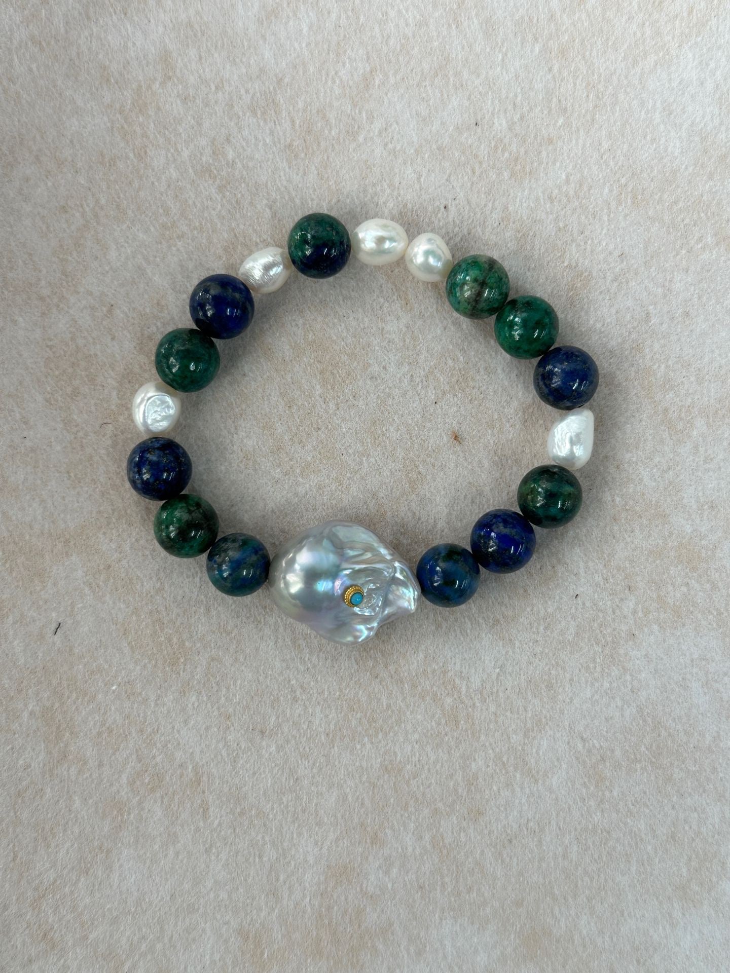 Natural Turquoise and Blue Blood Baroque Designer Handmade Bracelet – Purify the Mind, Natural Healing by NEPTUNE PEARL
