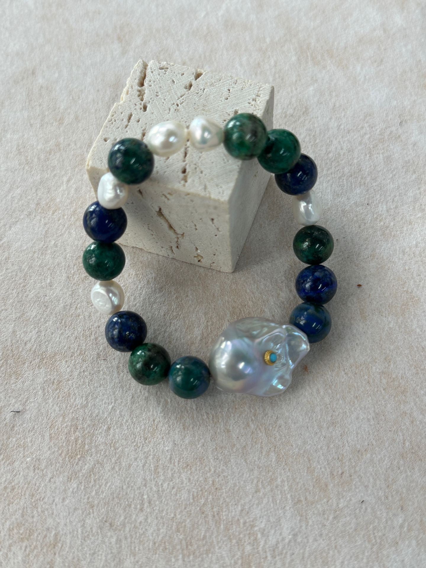 Natural Turquoise and Blue Blood Baroque Designer Handmade Bracelet – Purify the Mind, Natural Healing by NEPTUNE PEARL