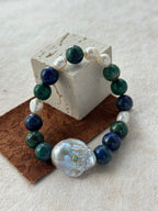 Natural Turquoise and Blue Blood Baroque Designer Handmade Bracelet – Purify the Mind, Natural Healing by NEPTUNE PEARL