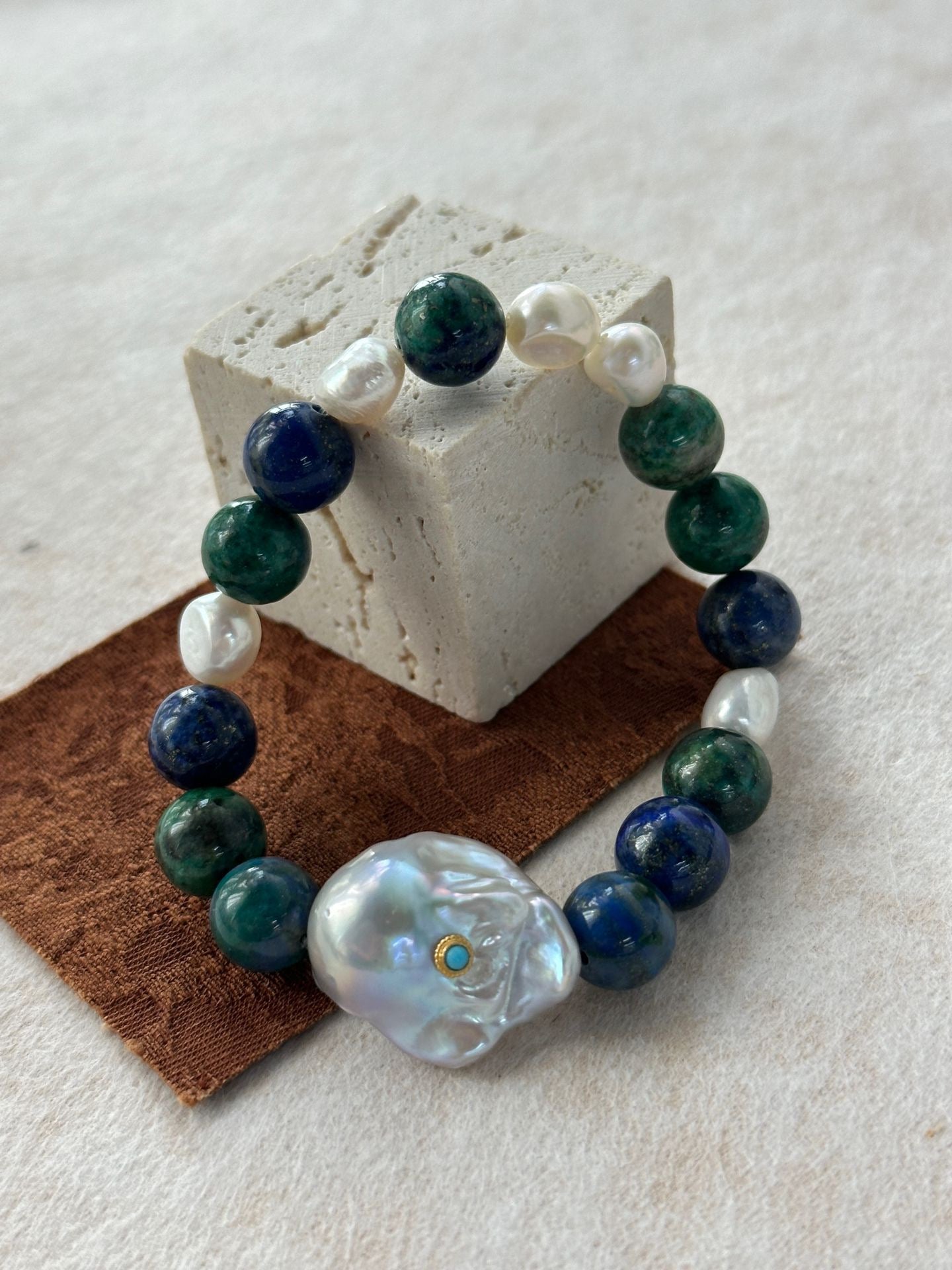 Natural Turquoise and Blue Blood Baroque Designer Handmade Bracelet – Purify the Mind, Natural Healing by NEPTUNE PEARL