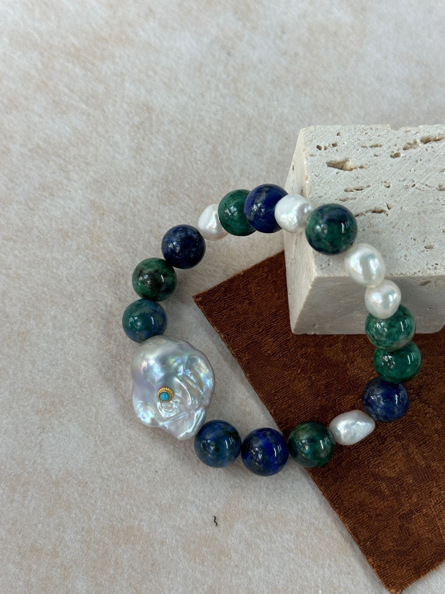 Natural Turquoise and Blue Blood Baroque Designer Handmade Bracelet – Purify the Mind, Natural Healing by NEPTUNE PEARL