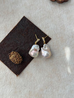Fairy Pink Natural Freshwater Baroque Pearl Minimalist Diamond Stud Earrings by NEPTUNE PEARL