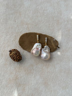 Fairy Pink Natural Freshwater Baroque Pearl Minimalist Diamond Stud Earrings by NEPTUNE PEARL