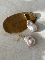 Fairy Pink Natural Freshwater Baroque Pearl Minimalist Diamond Stud Earrings by NEPTUNE PEARL