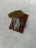 Palm Tree Elegant Luxury Natural Freshwater Pearl & Metal-Woven Beach Fringe Earrings by NEPTUNE PEARL