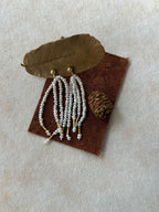 Palm Tree Elegant Luxury Natural Freshwater Pearl & Metal-Woven Beach Fringe Earrings by NEPTUNE PEARL