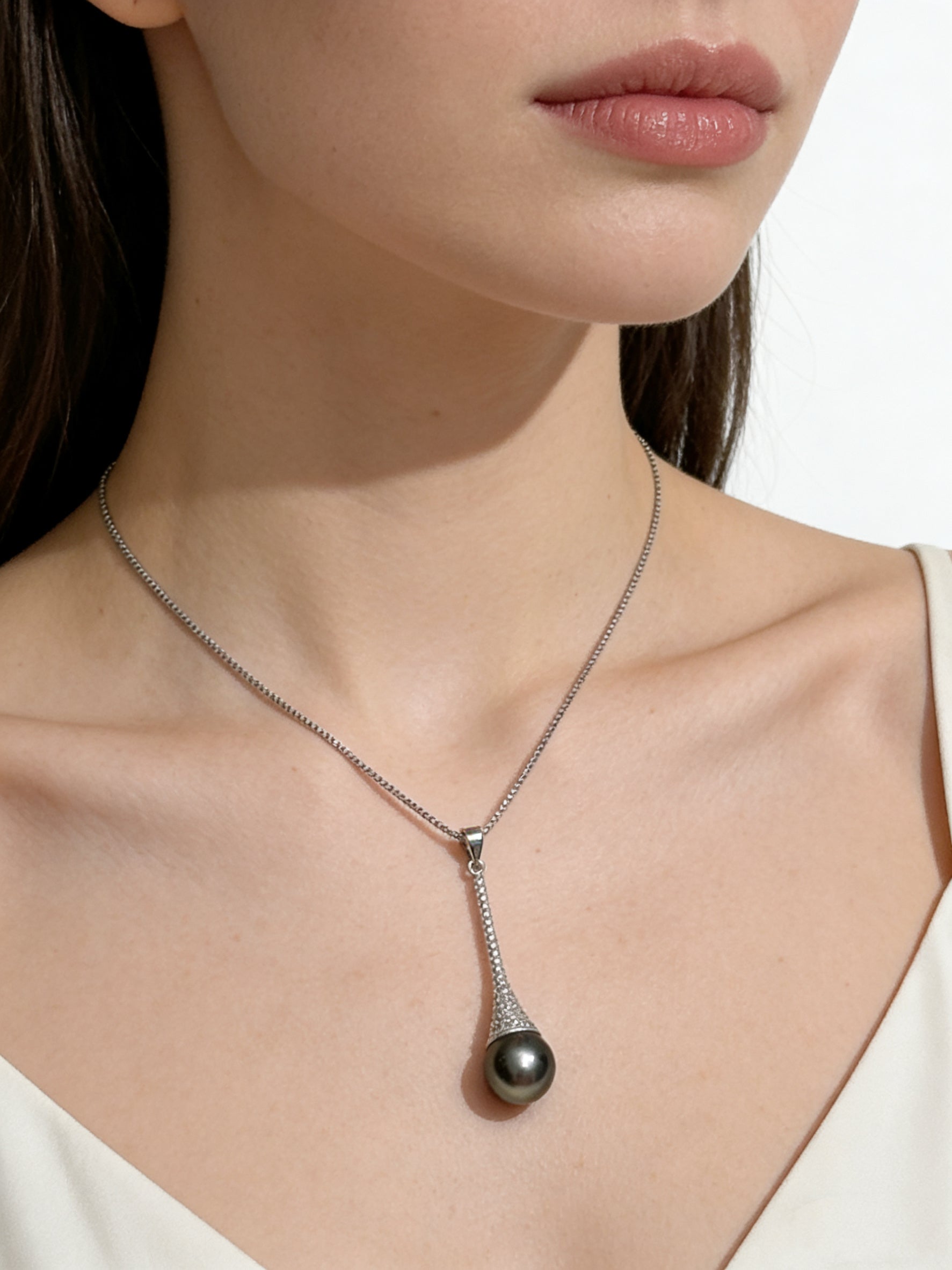 Natural Tahitian Pearl Perfume Bottle Pendant in Sterling Silver by NEPTUNE PEARL