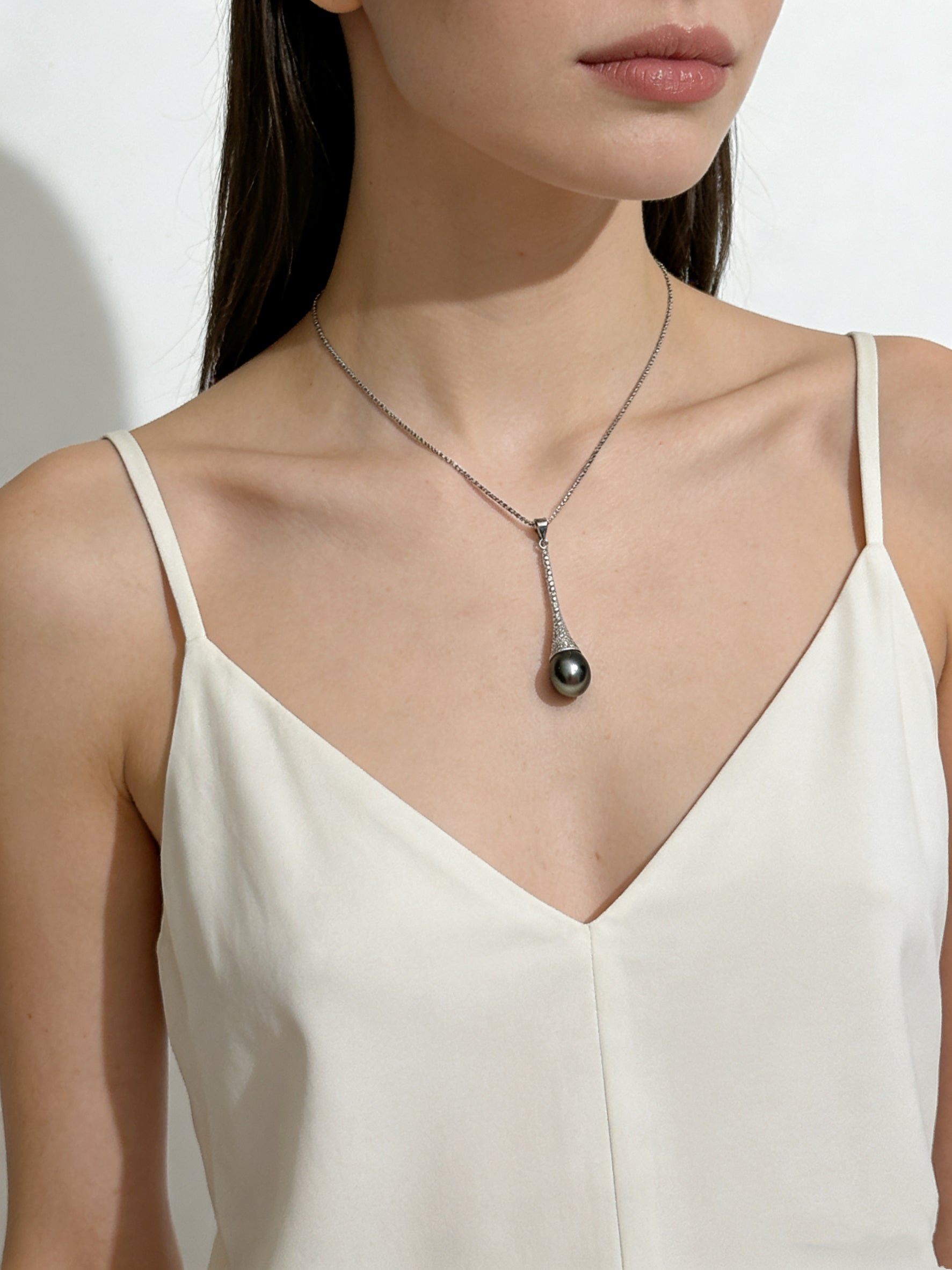 Natural Tahitian Pearl Perfume Bottle Pendant in Sterling Silver by NEPTUNE PEARL