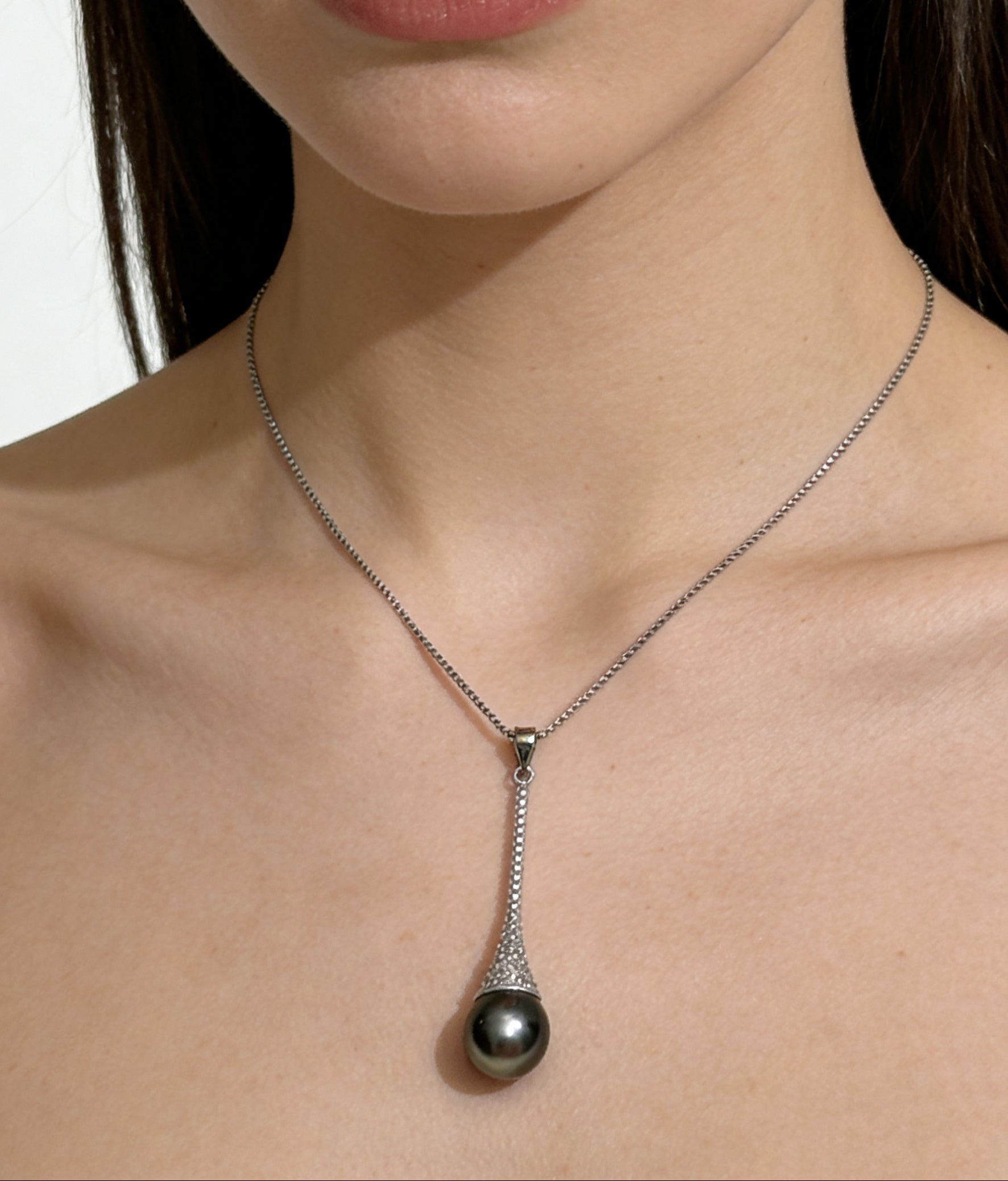 Natural Tahitian Pearl Perfume Bottle Pendant in Sterling Silver by NEPTUNE PEARL