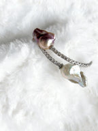 Exclusive Double-Circle Natural Snow-White & Pink-Purple Baroque Pearls, Gorgeous Crystals Diamonds Bracelet by NEPTUNE PEARL