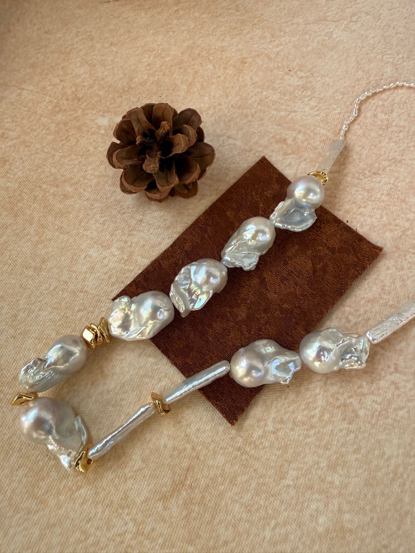 Barnwind Baroque Pearl Necklace with Metallic Accents by NEPTUNE PEARL