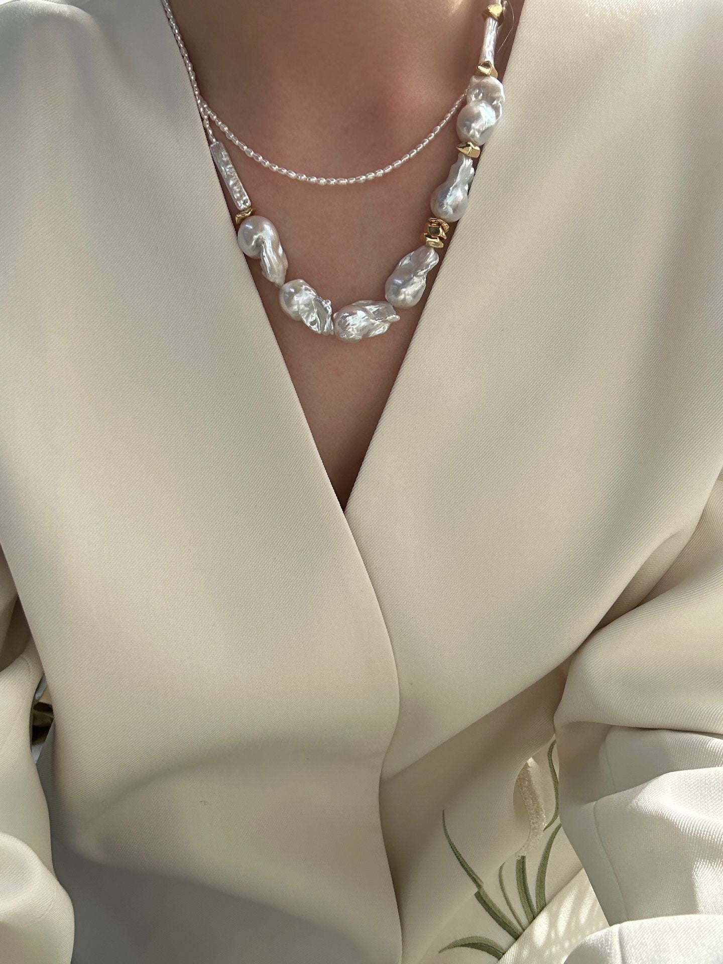 Barnwind Baroque Pearl Necklace with Metallic Accents by NEPTUNE PEARL