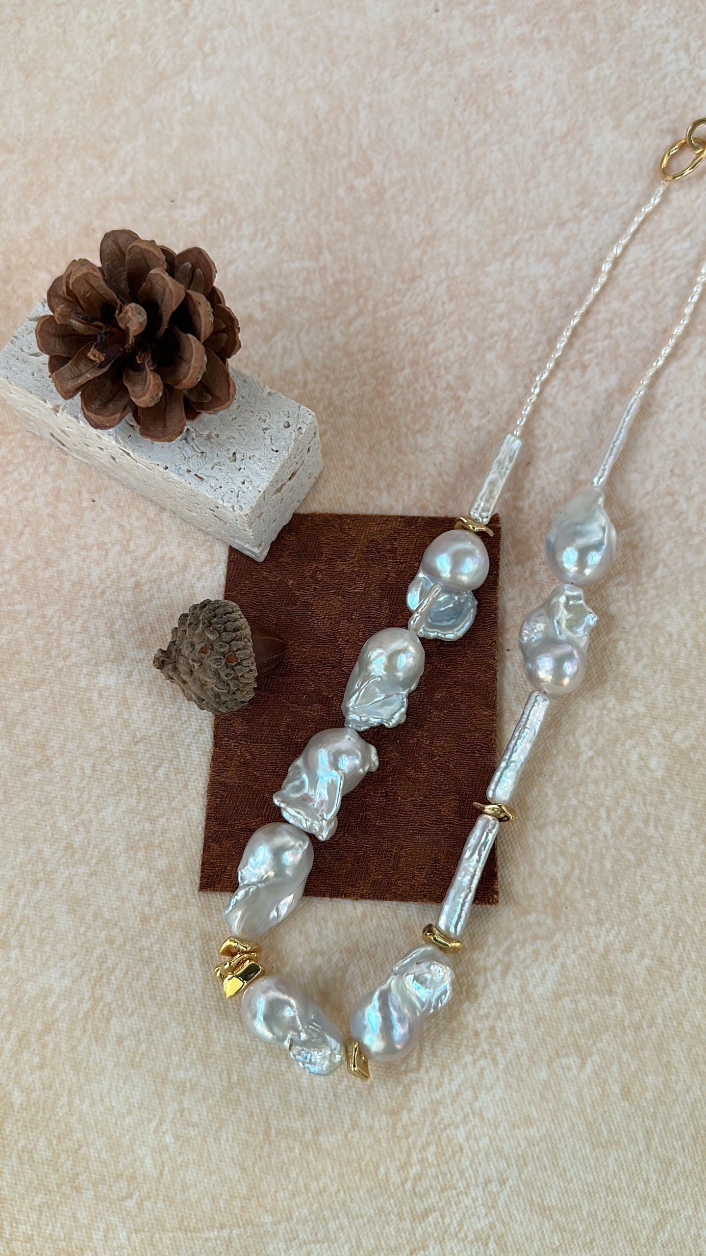 Barnwind Baroque Pearl Necklace with Metallic Accents by NEPTUNE PEARL