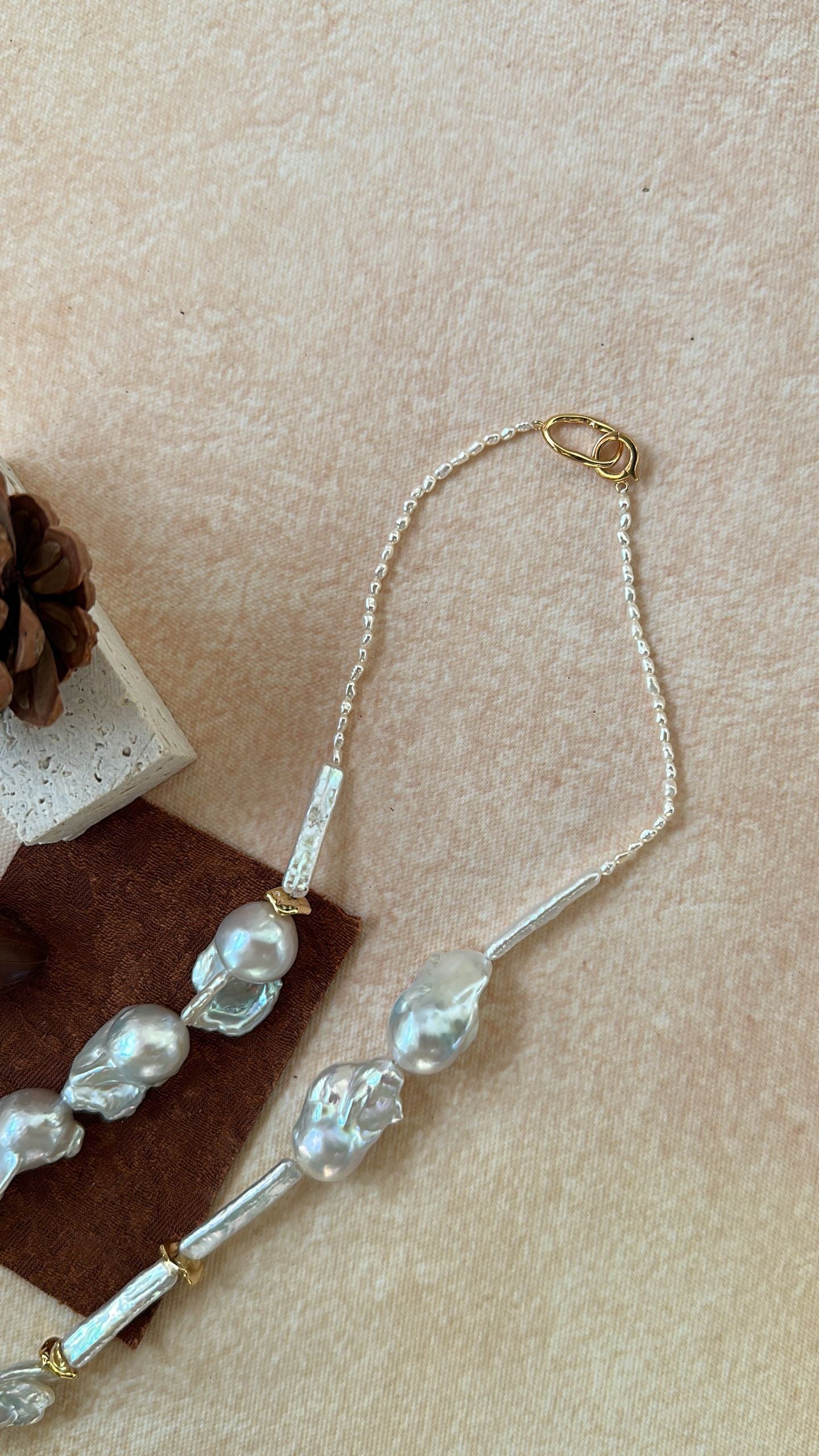 Barnwind Baroque Pearl Necklace with Metallic Accents by NEPTUNE PEARL