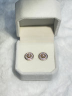 “Frosted Mirror” Natural Freshwater Aurora Pearl & Starlight Diamond Sterling Silver Stud Earrings by NEPTUNE PEARL