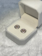 “Frosted Mirror” Natural Freshwater Aurora Pearl & Starlight Diamond Sterling Silver Stud Earrings by NEPTUNE PEARL