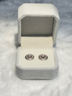 “Frosted Mirror” Natural Freshwater Aurora Pearl & Starlight Diamond Sterling Silver Stud Earrings by NEPTUNE PEARL