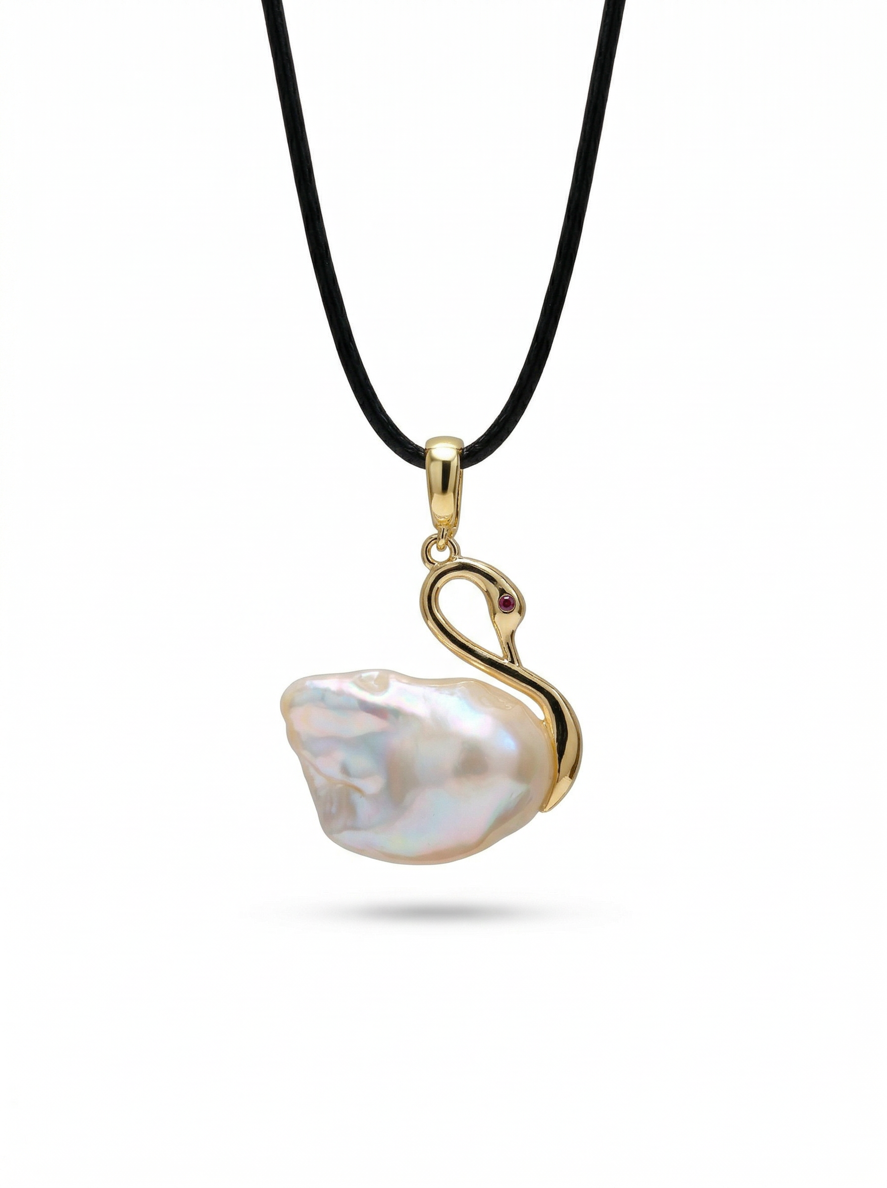 “Swan Lake” Natural Freshwater Baroque Pearl Swan-Shaped Pendant by NEPTUNE PEARL