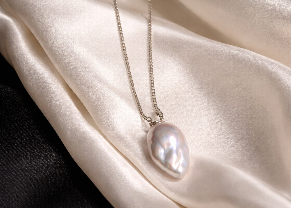 Blue-blooded fish tail Baroque Cuban link pendant by NEPTUNE PEARL